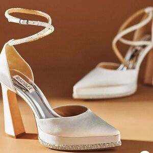 Badgley Mischka Eliana Pointed Platform Heels For Wedding as seen on Anthro